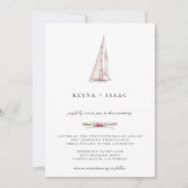 Waterverf Zeilboot Nautilus Huwelijksuitnodiging Aankondiging (Voorkant)