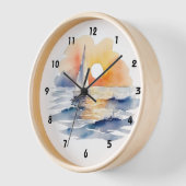 Waterverf zeilboot nautische zonsondergang oceaan (Hoek)