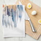 Waterverf zeilboot nautische zonsondergang oceaan theedoek (Quarter Fold)