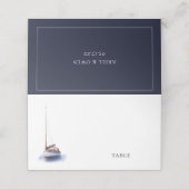  Waterverf Zeilboot Navy Blue Wedding Plaatskaartje (Buitenkant ongevouwen)