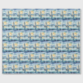 Waterverf zeilboot op een meer bij zonsondergang cadeaupapier (Vlak)