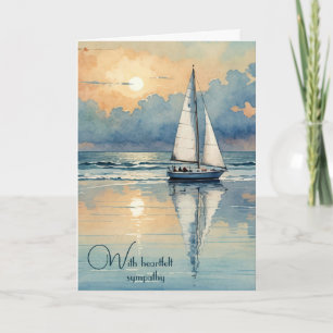 Waterverf zeilboot op een Sunset Lake Kaart