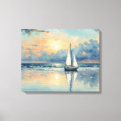 Waterverf zeilboot op oceaan schilderen canvas afdruk (Voorkant)