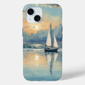 Waterverf zeilboot op oceaan schilderen Case-Mate iPhone case (Achterkant)