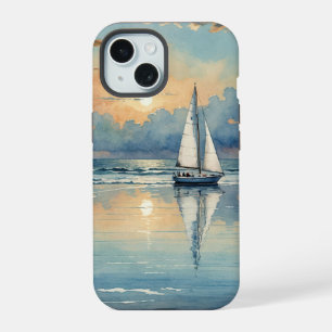 Waterverf zeilboot op oceaan schilderen iPhone 15 case