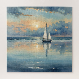 Waterverf zeilboot op oceaan schilderen legpuzzel