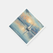 Waterverf zeilboot op oceaan schilderen servet (Hoek)