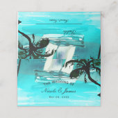 Waterverf Zeilboot Palm Trees String Lights Tafel Plaatskaartje (Buitenkant ongevouwen)