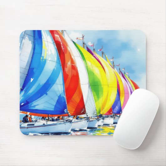Waterverf zeilboot race muismat (Met muis)