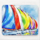 Waterverf zeilboot race muismat (Voorkant)