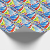 Waterverf zeilboot regatta cadeaupapier (Hoek)