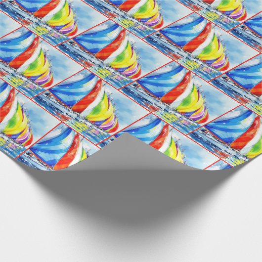 Waterverf zeilboot regatta cadeaupapier (Hoek)