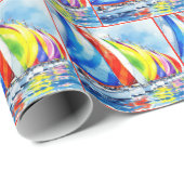 Waterverf zeilboot regatta cadeaupapier (Rol Hoek)