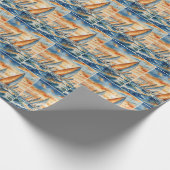 Waterverf zeilboot regatta cadeaupapier (Hoek)