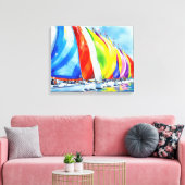 Waterverf zeilboot regatta canvas afdruk (Insitu (Woonkamer))