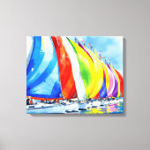 Waterverf zeilboot regatta canvas afdruk (Voorkant)