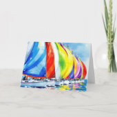 Waterverf zeilboot Regatta denkt aan jou Kaart (Voorkant)