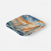 Waterverf zeilboot regatta papieren bordje (Gebogen)