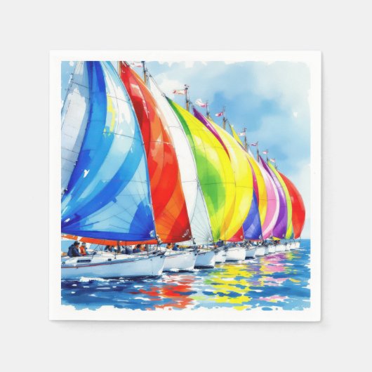 Waterverf zeilboot regatta servet (Voorkant)