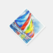 Waterverf zeilboot regatta servet (Hoek)