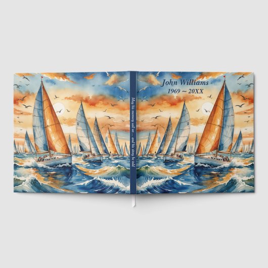 Waterverf zeilboot Regatta voor herdenkingsdienst Gastenboek (Volledig)