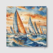 Waterverf zeilboot Regatta voor herdenkingsdienst Gastenboek (Achterkant)