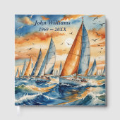 Waterverf zeilboot Regatta voor herdenkingsdienst Gastenboek (Voorkant)