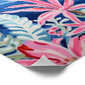 Waterverf Zeilboot Roze Tropisch Plein Poster (Hoek)