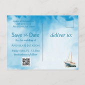 Waterverf Zeilboot Save the Date Foto Briefkaart (Achterkant)