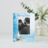 Waterverf Zeilboot Save the Date Foto Briefkaart (Staand voorkant)
