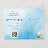 Waterverf Zeilboot Save the Date Foto Briefkaart (Achterkant)