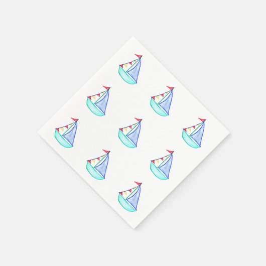 Waterverf zeilboot servetten (Hoek)