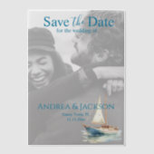 Waterverf Zeilboot Sla datum op Vellum Uitnodigingen (Voorkant)