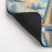 Waterverf zeilboot varen in de zon muismat (Hoek)