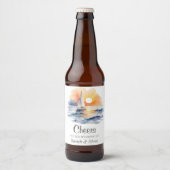Waterverf zeilboot zonsondergang zeegezicht bruilo bier etiket (Voorkant)