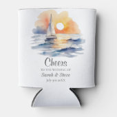 Waterverf zeilboot zonsondergang zeegezicht bruilo blikjeskoeler (Voorkant)