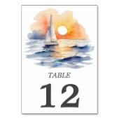 Waterverf zeilboot zonsondergang zeegezicht bruilo kaart (Voorkant)