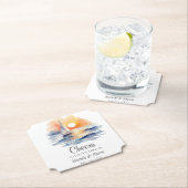 Waterverf zeilboot zonsondergang zeegezicht bruilo kartonnen onderzetters (Insitu)