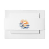 Waterverf zeilboot zonsondergang zeegezicht bruilo uitnodigingen wikkel (Voorkant Voorbeeld)