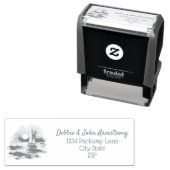 Waterverf zeilboot zonsondergang zeegezicht bruilo zelfinktende stempel (In situ)