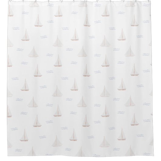 Waterverf zeilboten douchegordijn (Voorkant)