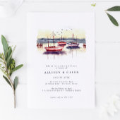 Waterverf Zeilboten Harbor Ocean Rehearsal Dinner Kaart