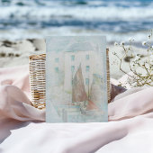  Waterverf Zeilboten in de haven Briefkaart