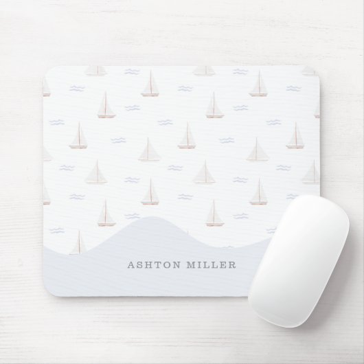 Waterverf zeilboten jongen/meisje muismat (Met muis)