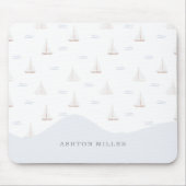 Waterverf zeilboten jongen/meisje muismat (Voorkant)