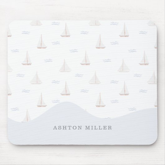 Waterverf zeilboten jongen/meisje muismat (Voorkant)