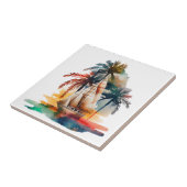 Waterverf Zeilboten Keramische Tegel Tegeltje (Zijkant)