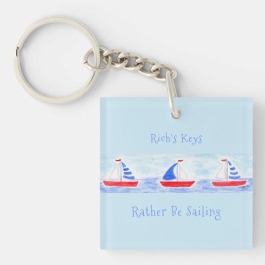 Waterverf zeilboten Liever Worden Sailing Keyring Sleutelhanger (voorkant)