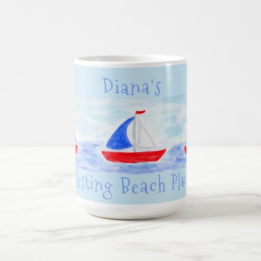 Waterverf Zeilboten Resting Beach Place Koffiemok (Center)
