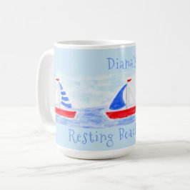 Waterverf Zeilboten Resting Beach Place Koffiemok